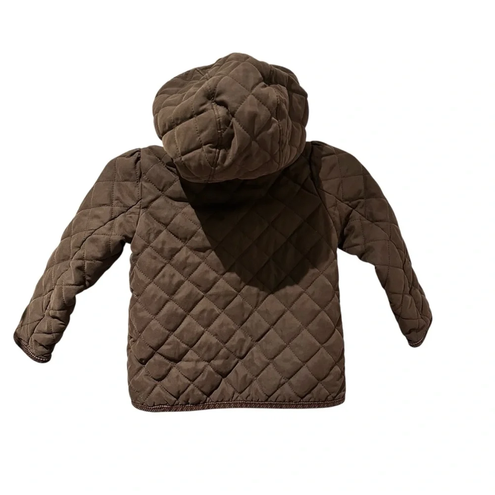 Baby Gap Quilted Hooded Jacket Double Button‎ Closure Chocolate Brown Size 3